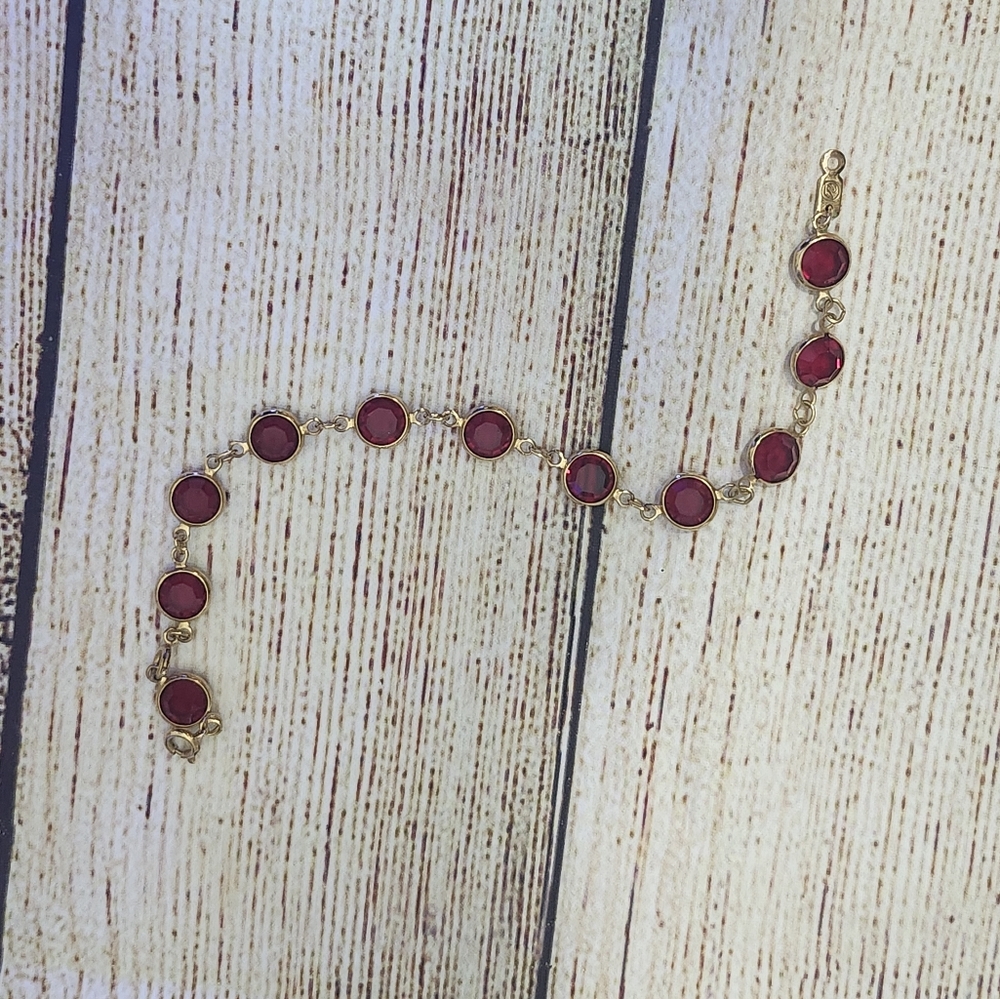 Vintage Swarovski Red Crystal Station Bracelet